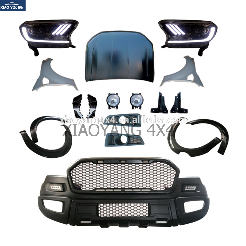4WD Auto Accessories Aftermarkets Body Kits Front Grille For Rang-er T6 Update To Raptor With LED Headlight