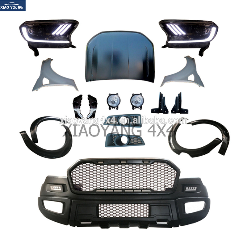 4WD Auto Accessories Aftermarkets Body Kits Front Grille For Rang-er T6 Update To Raptor With LED Headlight